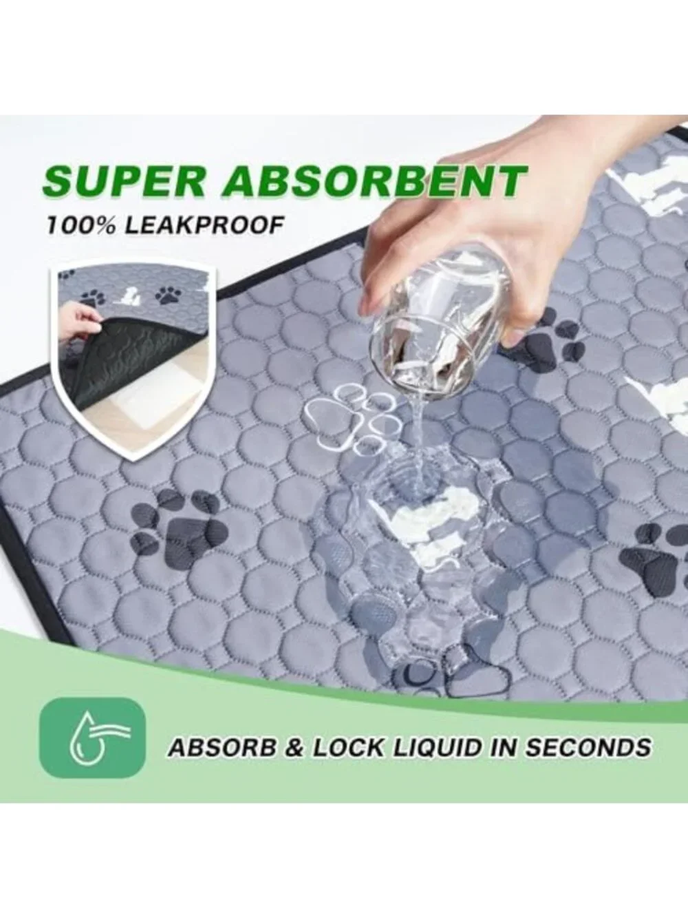 Waterproof Washable Dog Pee Pads, 18x24 in, 4 Pack, Gray - Pet Training